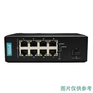 海乐 工业级千兆光纤收发器交换机一光八电SFP导轨式以太网光不带光模块电源 HG-2500-9-1L