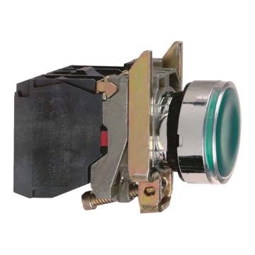 施耐德 带灯金属按钮绿色 平头 1NO+1NC 220V（ZB4BW0M35+ZB4BW333） XB4BW33M5