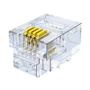 海乐 6P4C电话RJ11水晶头50U镀金 HT-RJ11