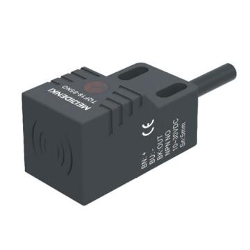 明治 方型接近传感器18*18*34（头部检测），3线式，线缆2m，检测距离5mm，NPN（常开），齐平安装 TQF18-05NO