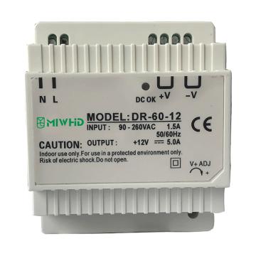 梅兰日兰 DR-60系列轨道式直流开关电源，DRDR-60-12 12V 5A DR-60-12