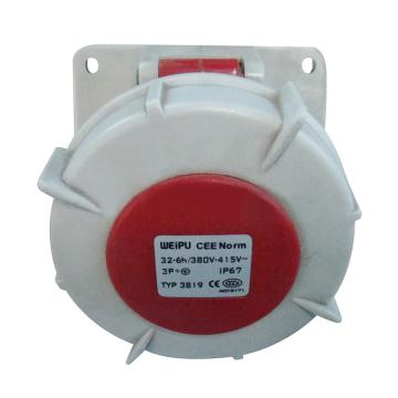WEIPU/威浦 TYP系列暗装斜式工业插座4P 32A 400V IP67 红色 3819