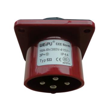 WEIPU/威浦 TYP系列暗装直式器具输入工业插座4P 16A 400V IP44 红色 533
