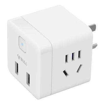 公牛 无线魔方插座 一转多转换器2位五孔+2位USB 总控开关 GNV-U9B122 白色