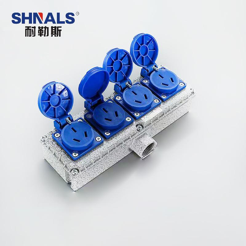 SHNALS 工业防爆插座盒220V/三孔10A插座 4个/230x75x50mm NLSFB-S36