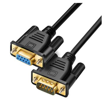博扬 RS232九针串口线 DB9公对母延长线COM直通线 黑色1.5米 BY-DB9-M/F-B3m