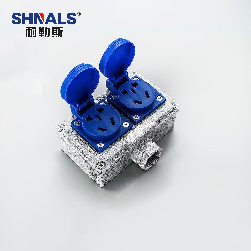 SHNALS 工业防爆插座盒220V/五孔10A插座 2个/125x75x50mm NLSFB-P53