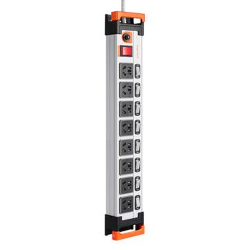 包尔星克 工业用电源插座白色1.8米，8位五孔，分控，10A/250V，过载保护开关 ML8D9018