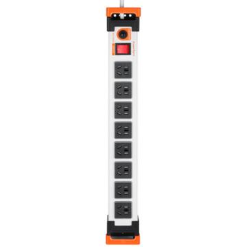 包尔星克 工业用电源插座白色1.8米，8位五孔，总控，10A/250V，过载保护开关 ML8T9018