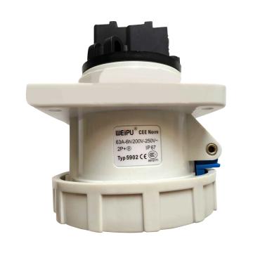 WEIPU/威浦 TYP系列暗装直式工业插座3P 63A 230V IP67 蓝色 5902