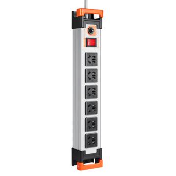 包尔星克 工业用电源插座白色1.8米，6位五孔，总控，10A/250V，过载保护开关 ML6T9018