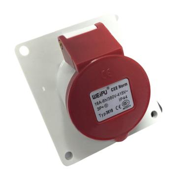 WEIPU/威浦 TYP系列暗装斜式工业插座4P 16A 400V IP44 红色 3618