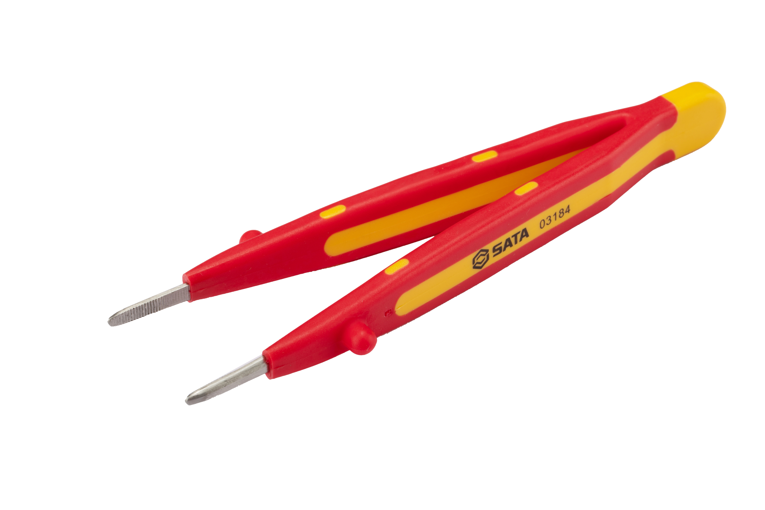 SATA/世达 VDE绝缘双色宽口横齿镊子145mm 03184