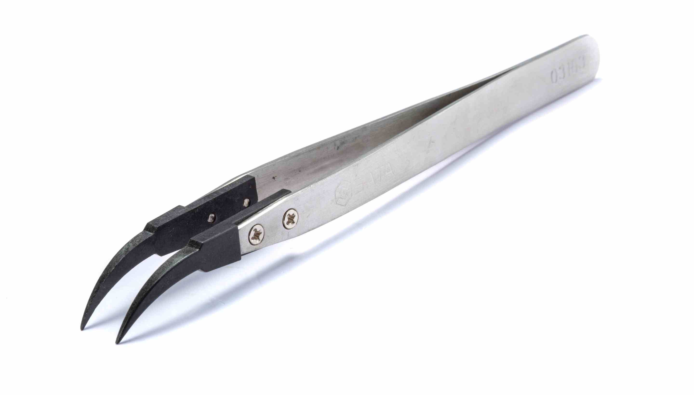SATA/世达 防静电弯头镊子130MM 03163