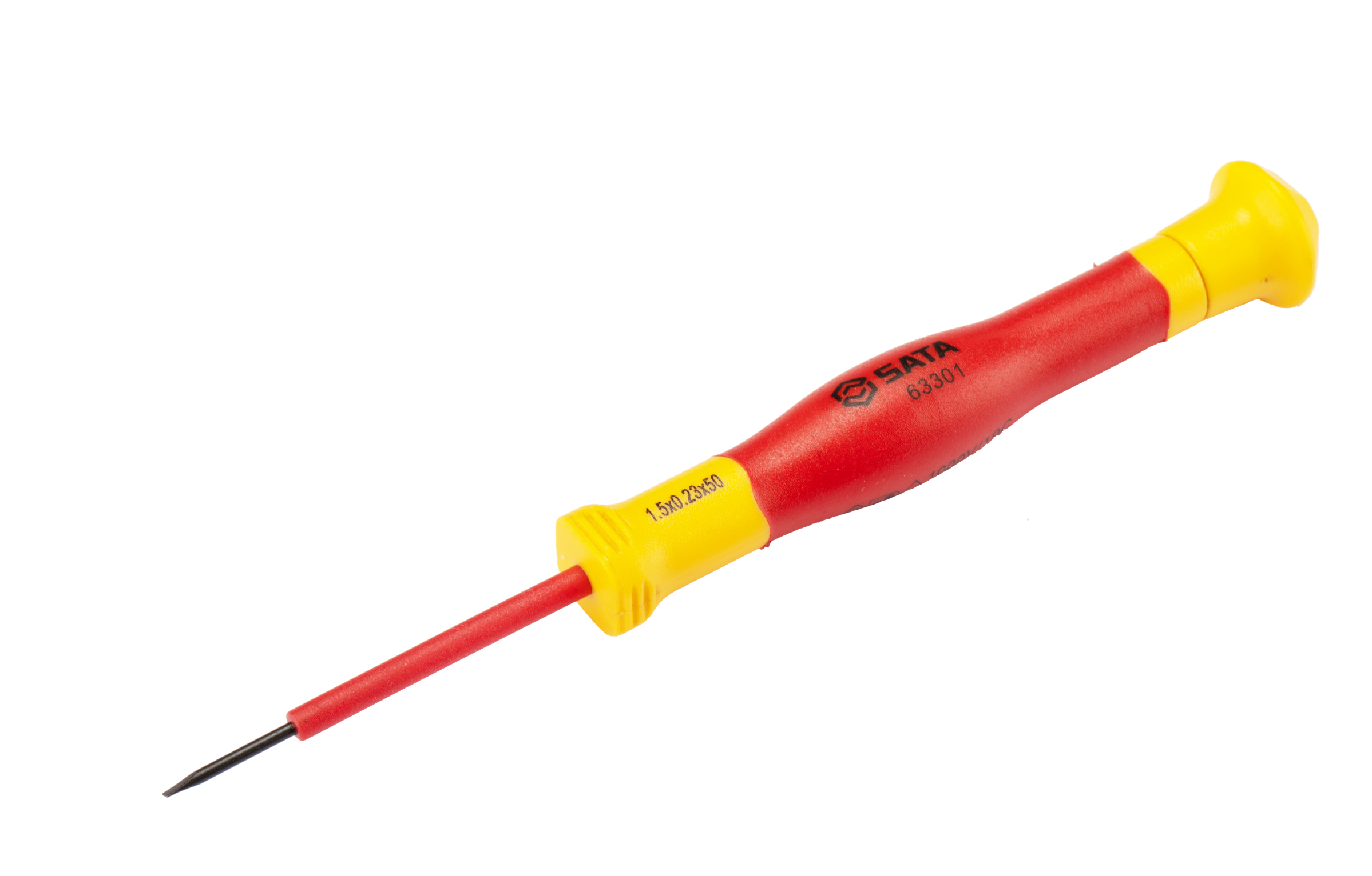 SATA/世达 VDE双色柄绝缘一字精密螺丝批1.5*0.23*50mm 63301