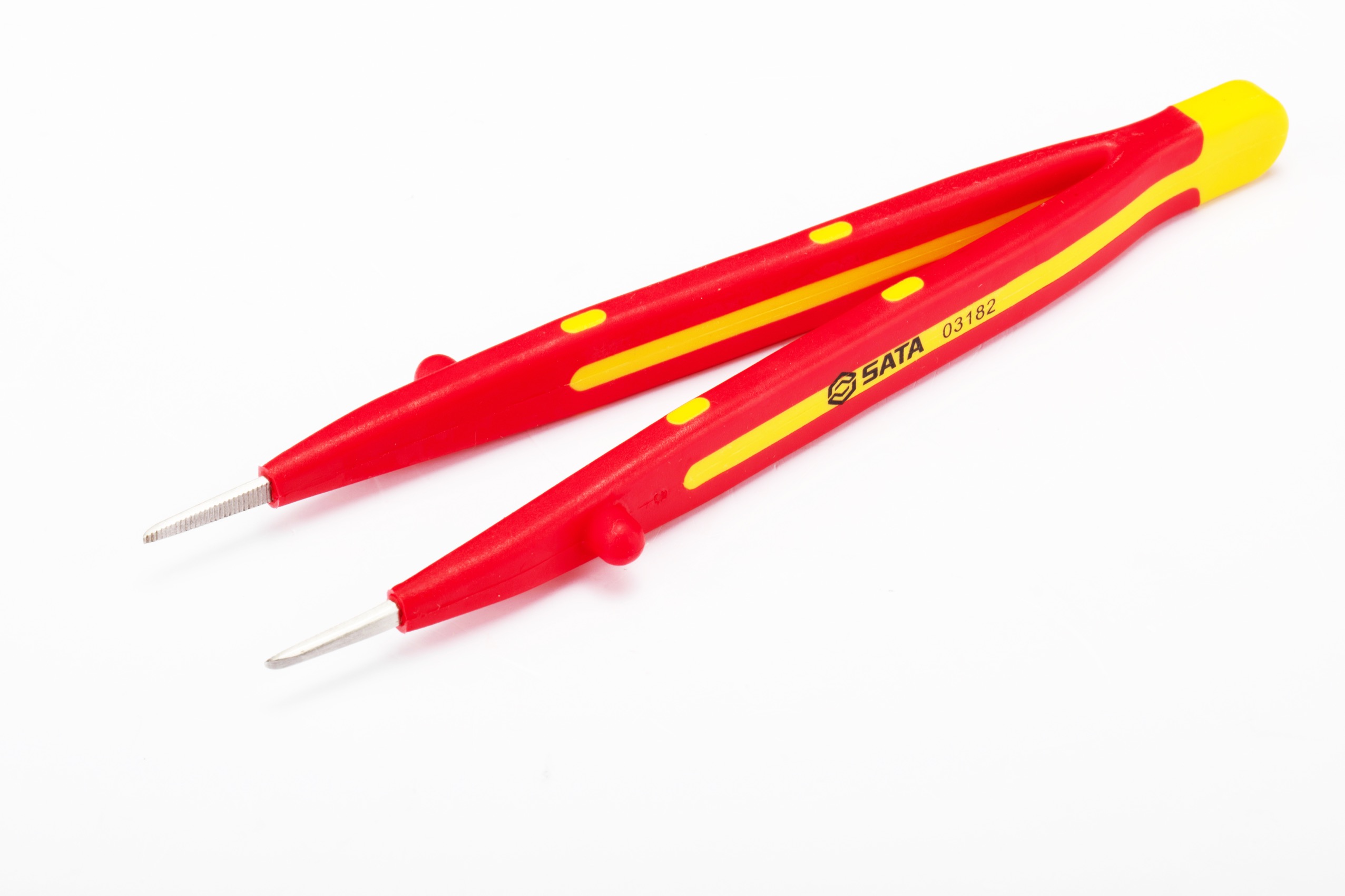 SATA/世达 VDE绝缘双色微尖横齿镊子160mm 03182