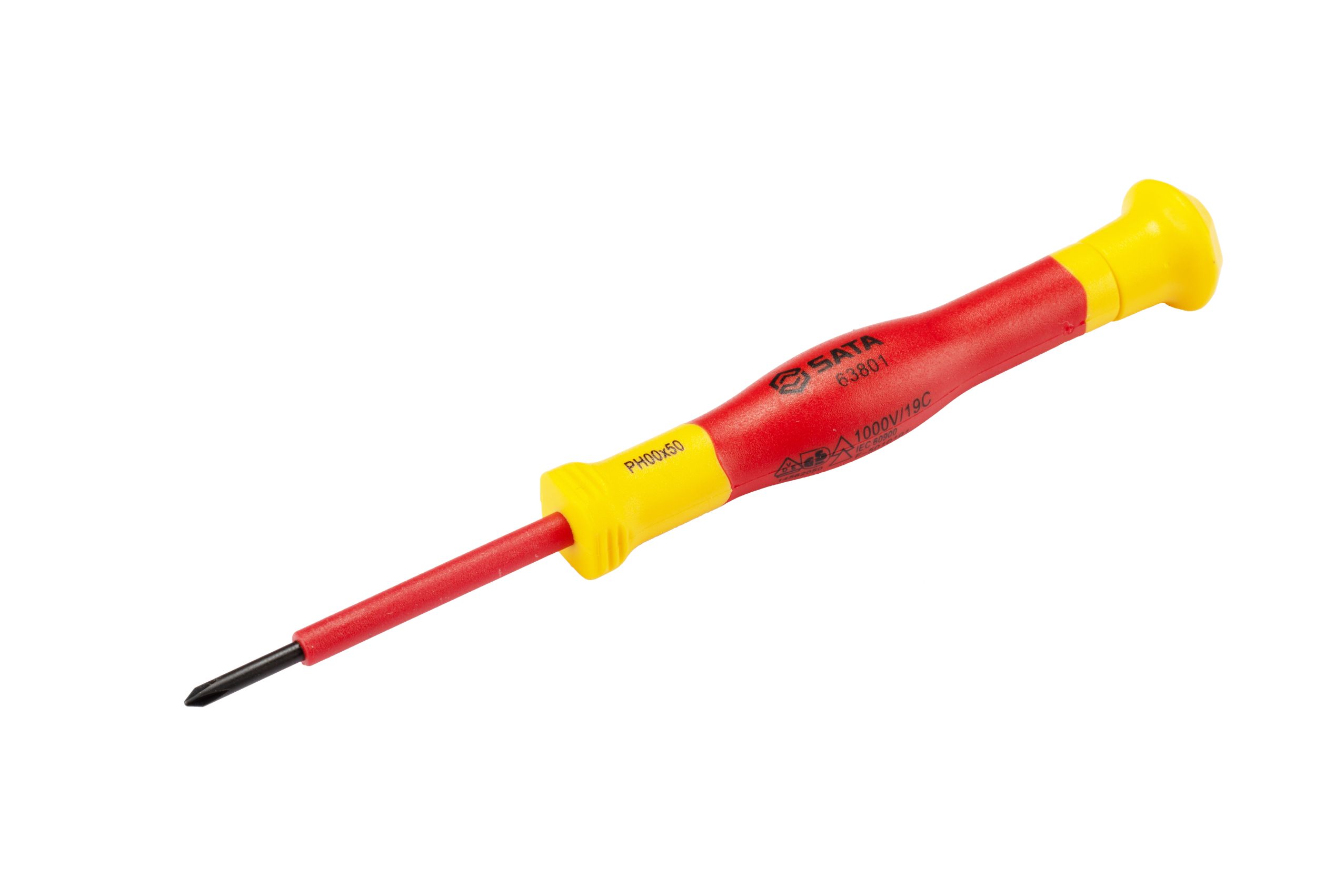 SATA/世达 VDE双色柄绝缘十字精密螺丝批PH00*50mm 63801