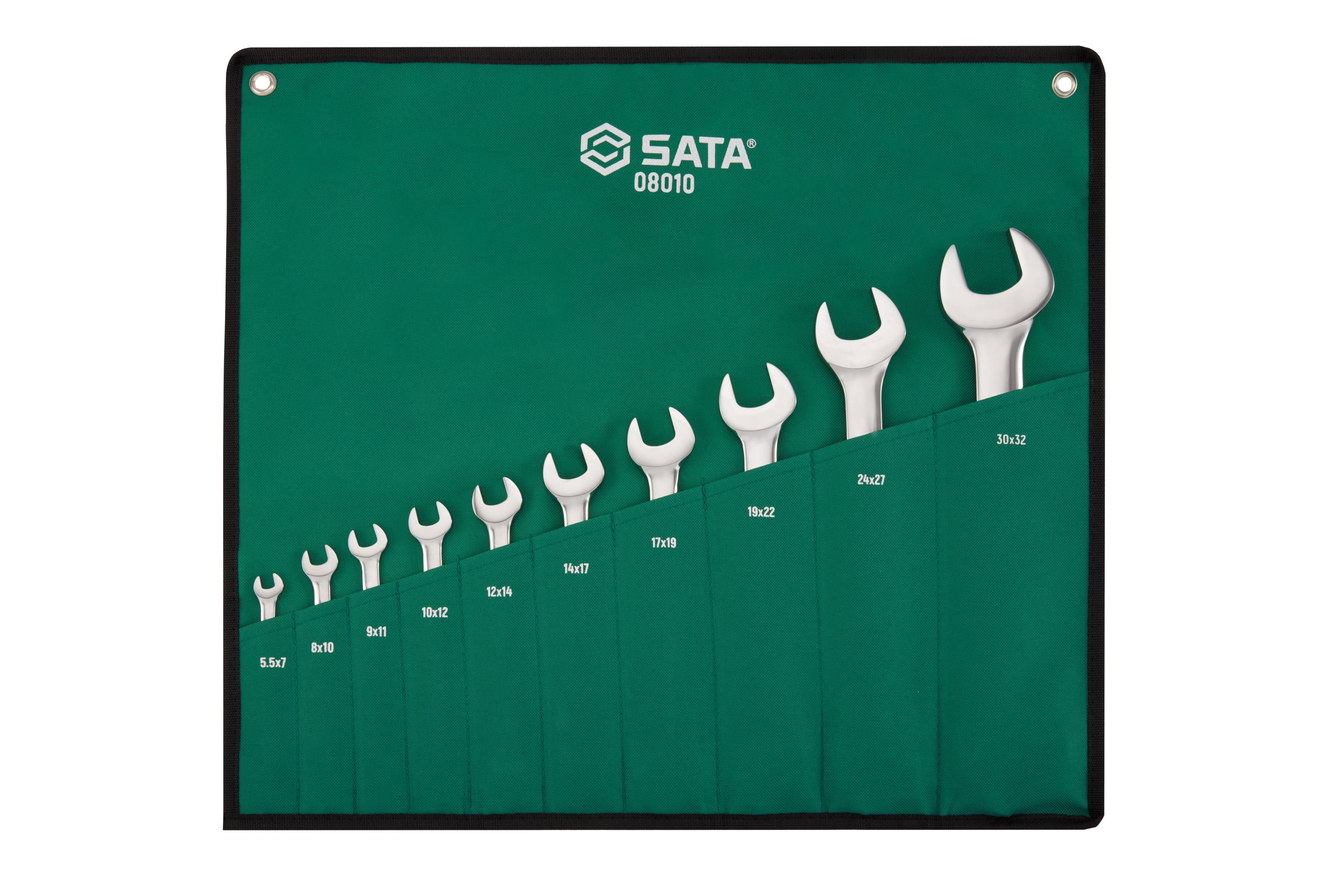 SATA/世达 10件全抛光双开口扳手组套 08010